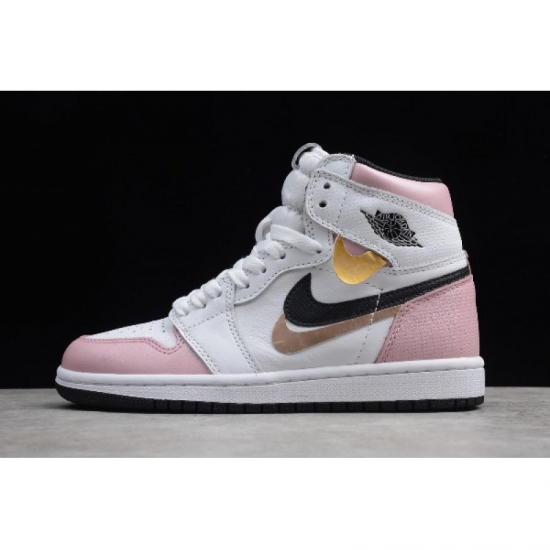 2019 Air Jordan 1 High OG GS White/Pink-Black 555088-688 - Click Image to Close