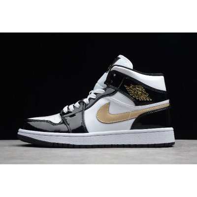 2019 Air Jordan 1 Mid Patent "Black Gold" 852542-007