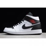 2019 Air Jordan 1 Mid "Reverse Black Toe" White/Black-Gym Red BQ