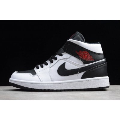 2019 Air Jordan 1 Mid "Reverse Black Toe" White/Black-Gym Red BQ