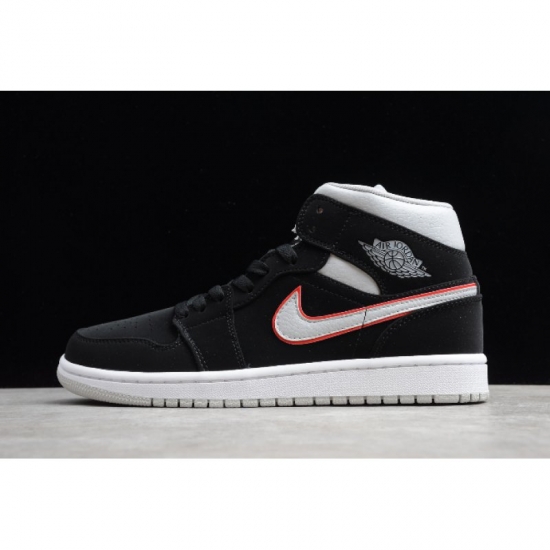 2020 Air Jordan 1 Mid Black Particle Grey Gym Red 554724-060 - Click Image to Close