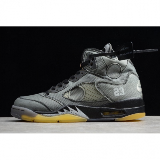 2020 Off-White x Air Jordan 5 Black/Muslin-Fire Red CT8480-001 - Click Image to Close