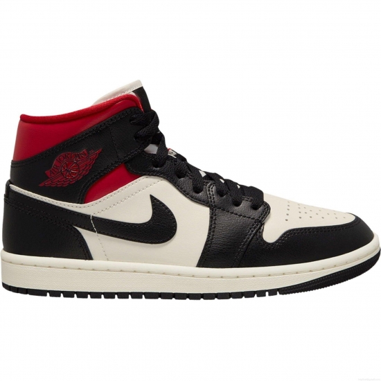Jordan 1 Mid Black Gym Red Sail (W) - Click Image to Close