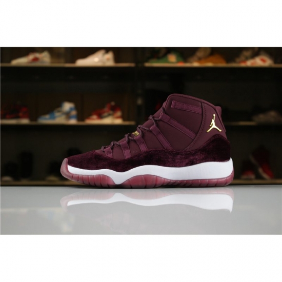 Air Jordan 11 Heiress "Red Velvet" Night Maroon/Metallic Gold 85 - Click Image to Close