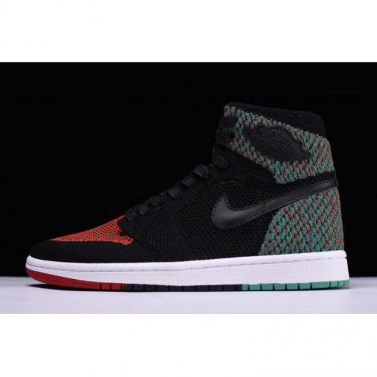 Air Jordan 1 Retro High Flyknit "BHM" Black/Lucid Green/Universi - Click Image to Close