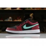 Men's and Women's Air Jordan 1 Low Black/Green Pulse-Gym Red-Whi