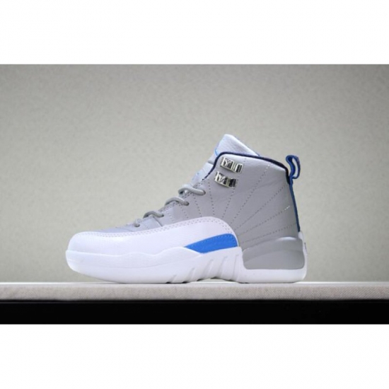 Kid's Air Jordan 12 Wolf Grey/University Blue-White For Sale - Click Image to Close
