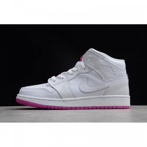 Air Jordan 1 Mid GS White/Fuchsia Blast 555112-100