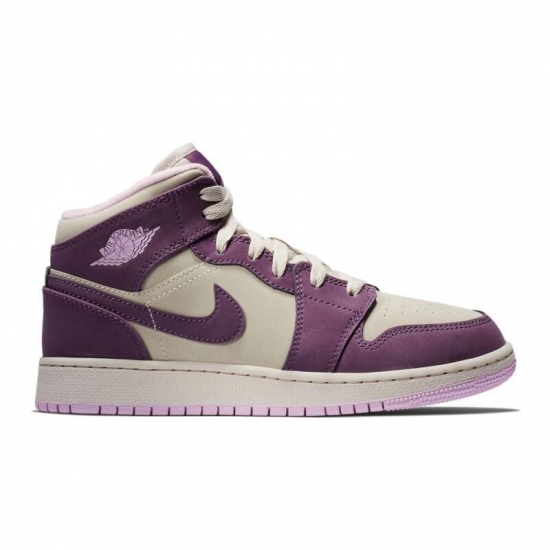 2018 Nike Air Jordan 1 Mid GS Pro Purple/Desert Sand 555112-500 - Click Image to Close