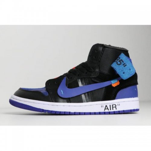 Off-White x Air Jordan 1 Black/Royal Blue-White AA3834-002 For S