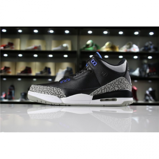 Fragment Design x Air Jordan 3 Retro Black/Royal Blue-White - Click Image to Close