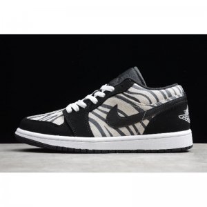 2020 New Air Jordan 1 Low Black Zebra Black White 55356-057